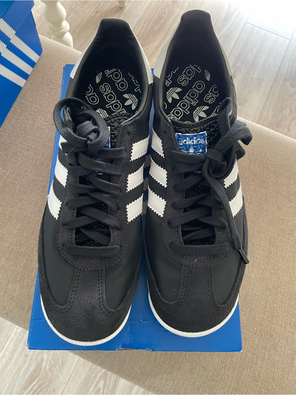 Men’s adidas Black Sneakers with White Three Stripes